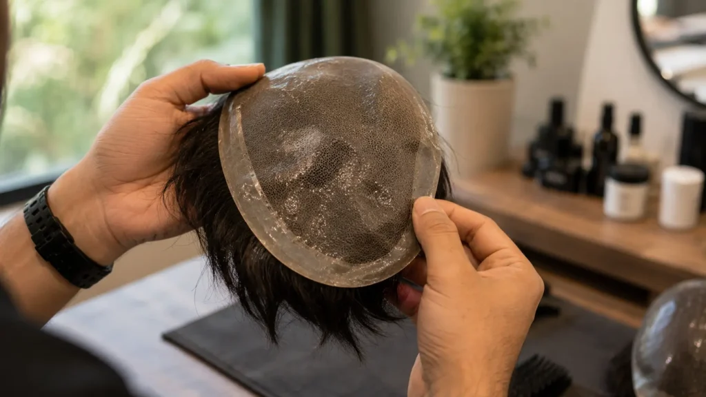 How long a hair system lasts depends on base wear, shown during inspection.